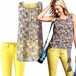 Cabi Women's Positano Floral Layered Sleeveless Sheer Blouse 5041 Small